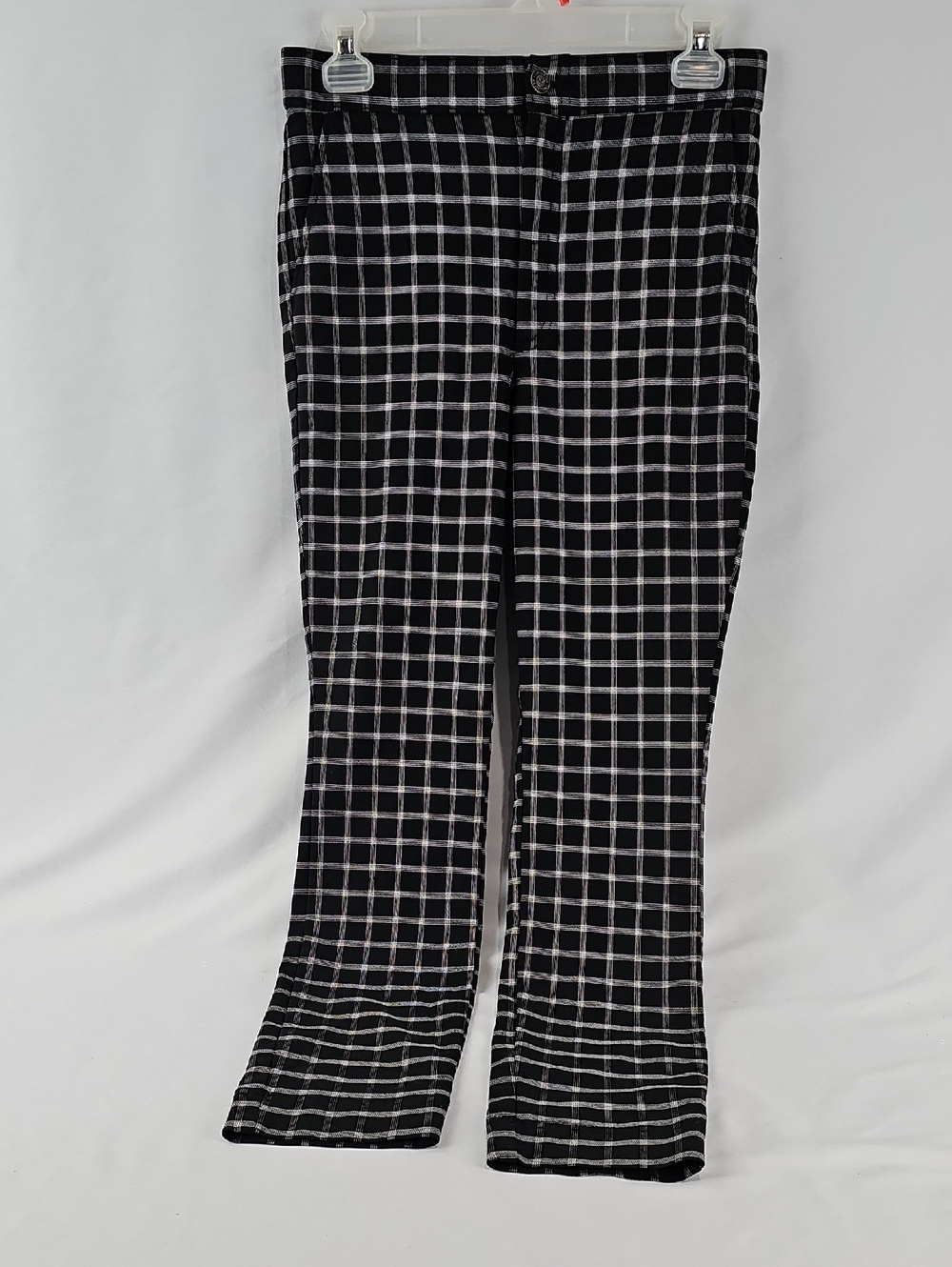 Hollister Black and White Windowpane High-Rise Pants
